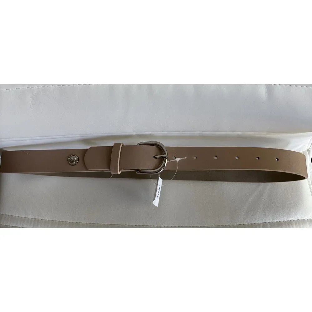 Steve Madden Women's Small Chocolate Brown Faux Leather Belt Silver Buckle NWT